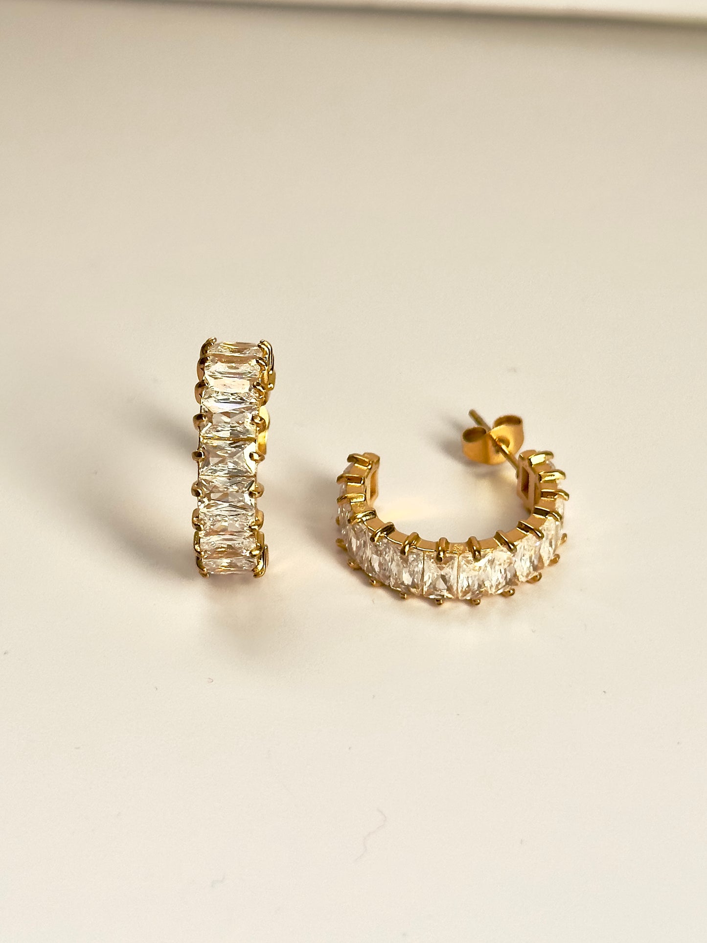 Gold Crystal Shimmer Hoops