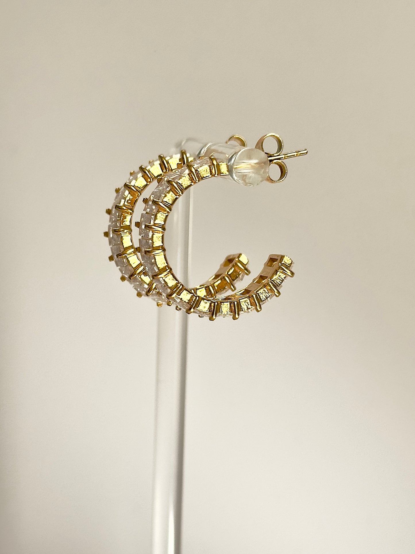 Gold Crystal Shimmer Hoops