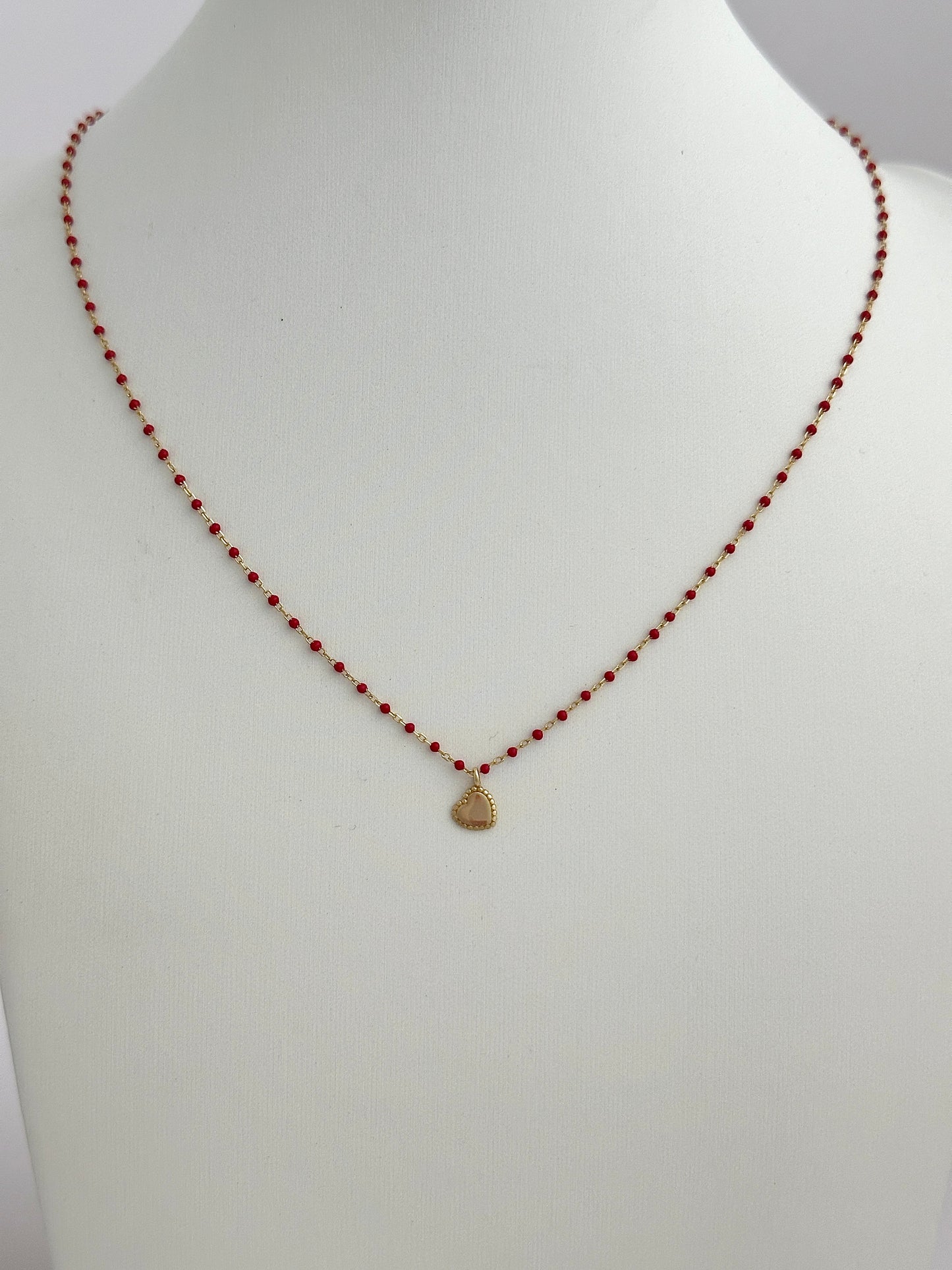 Delicate Red Beaded Necklace