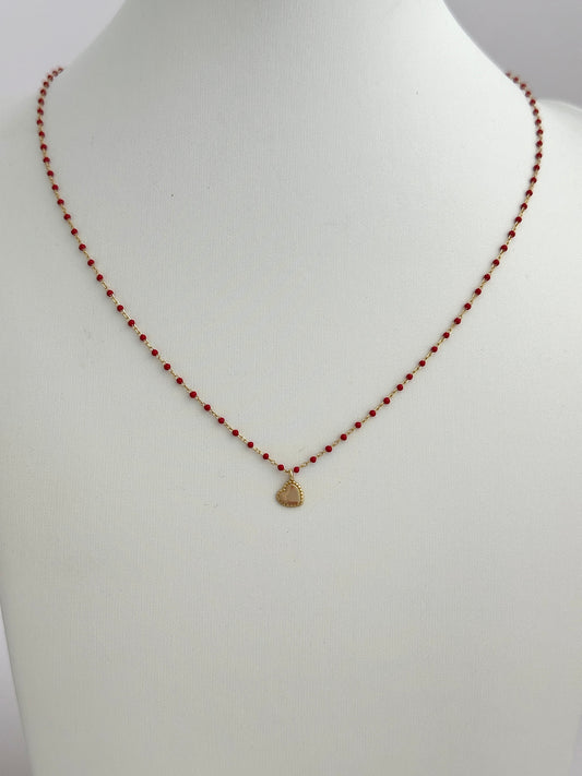 Delicate Red Beaded Necklace