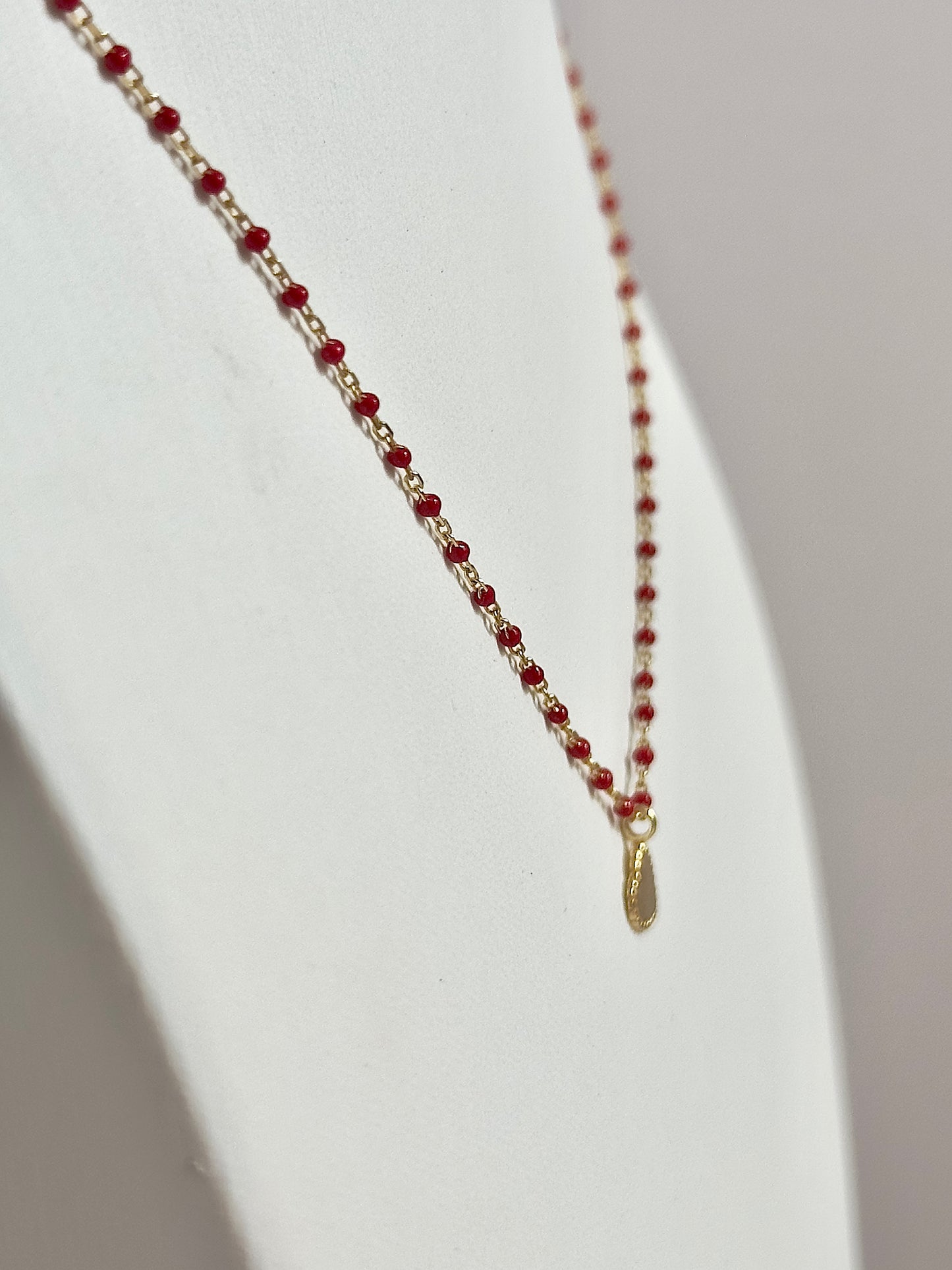 Delicate Red Beaded Necklace