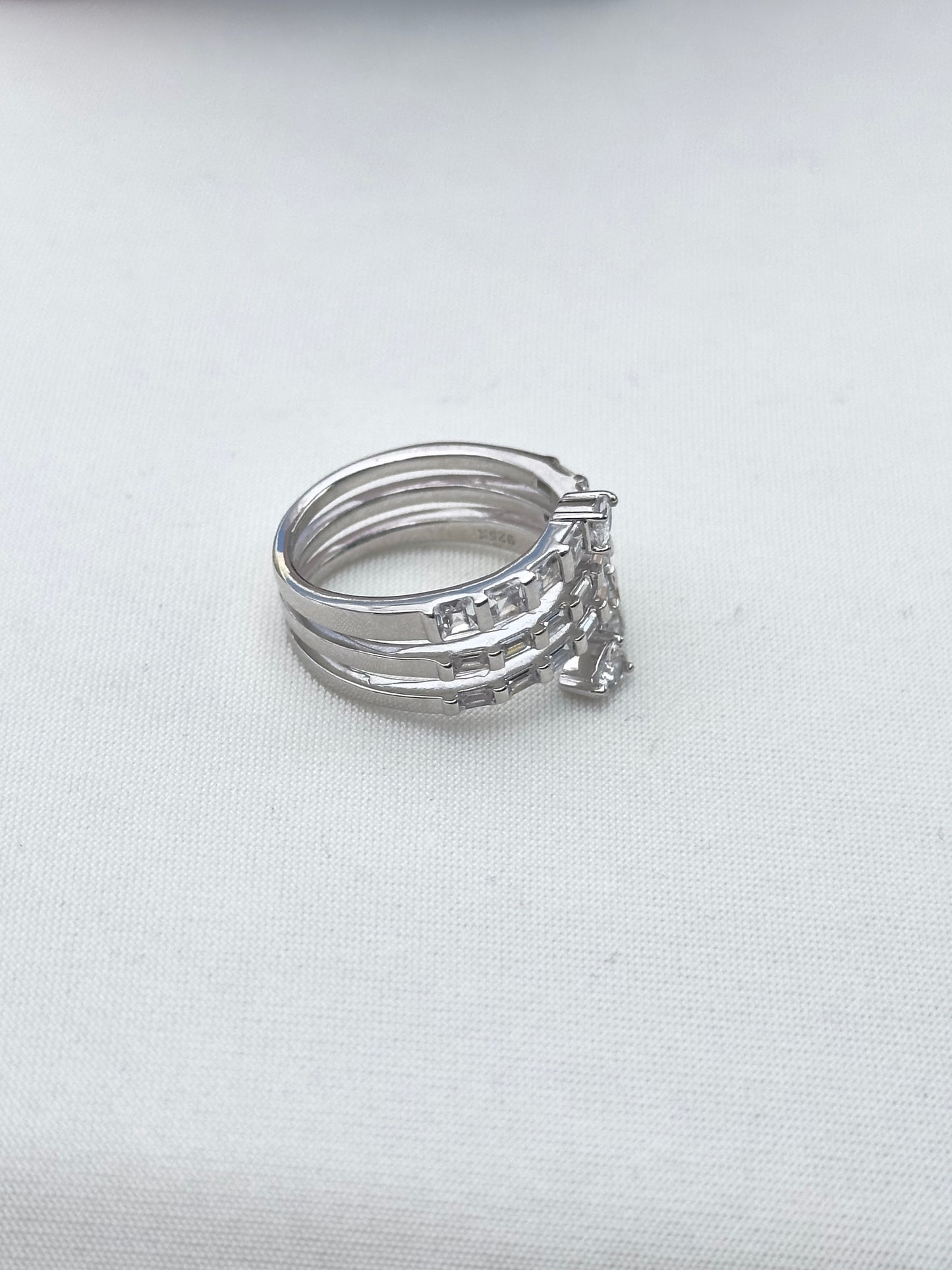 Baguette Wrap Around Silver Ring