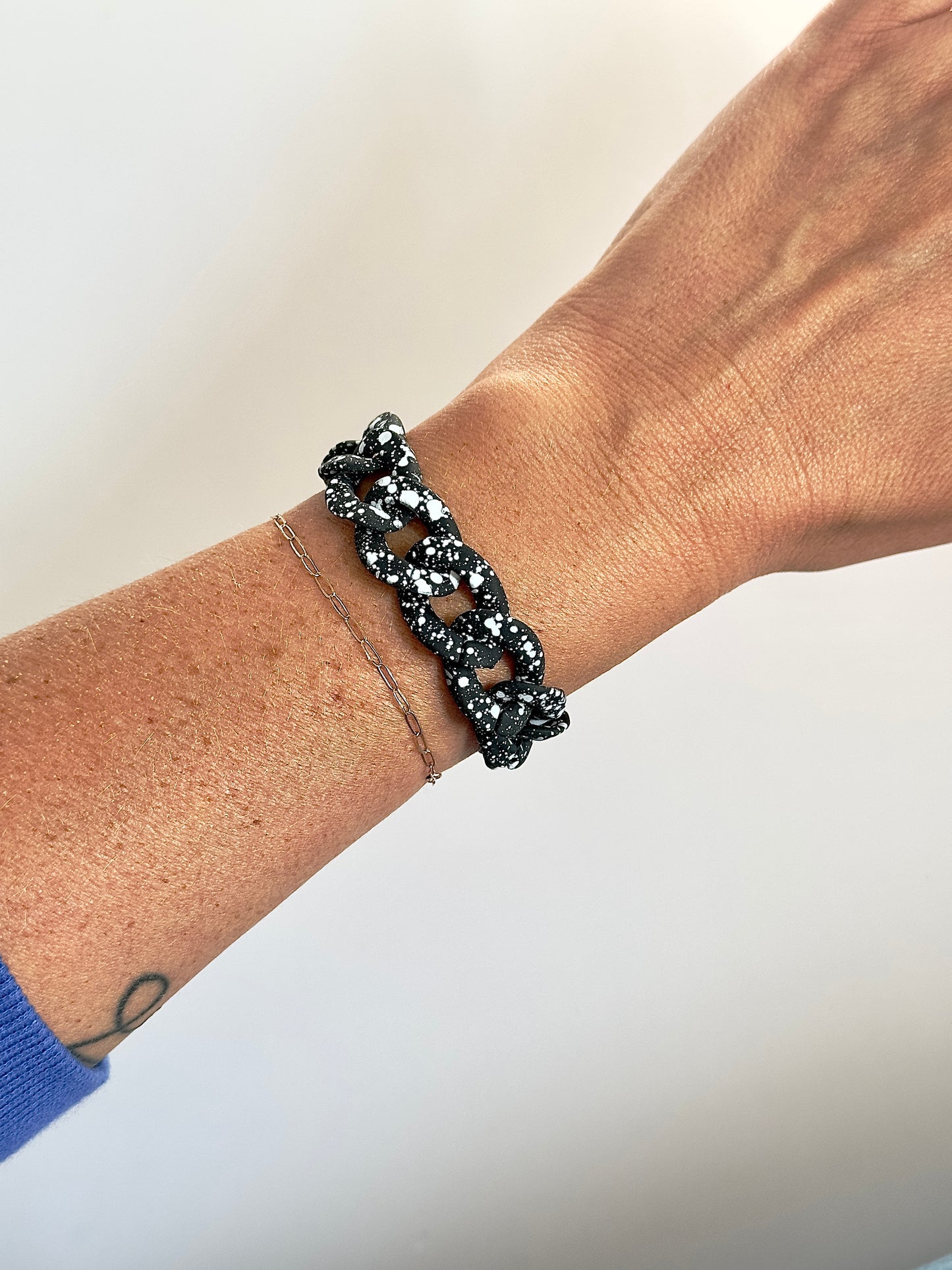 Matte BlackWhite Chain Bracelet