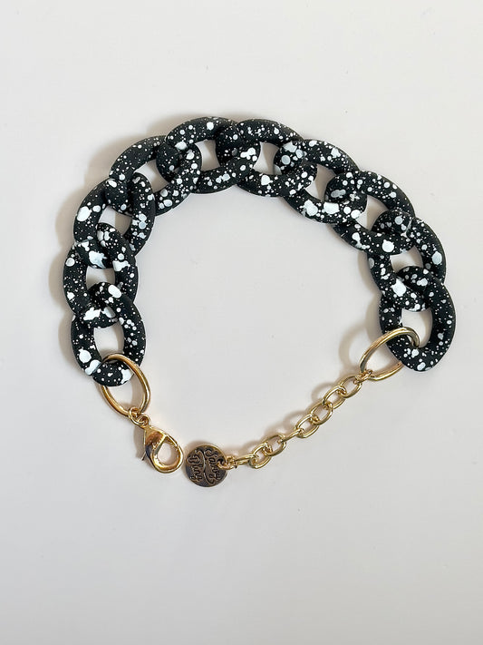 Matte BlackWhite Chain Bracelet