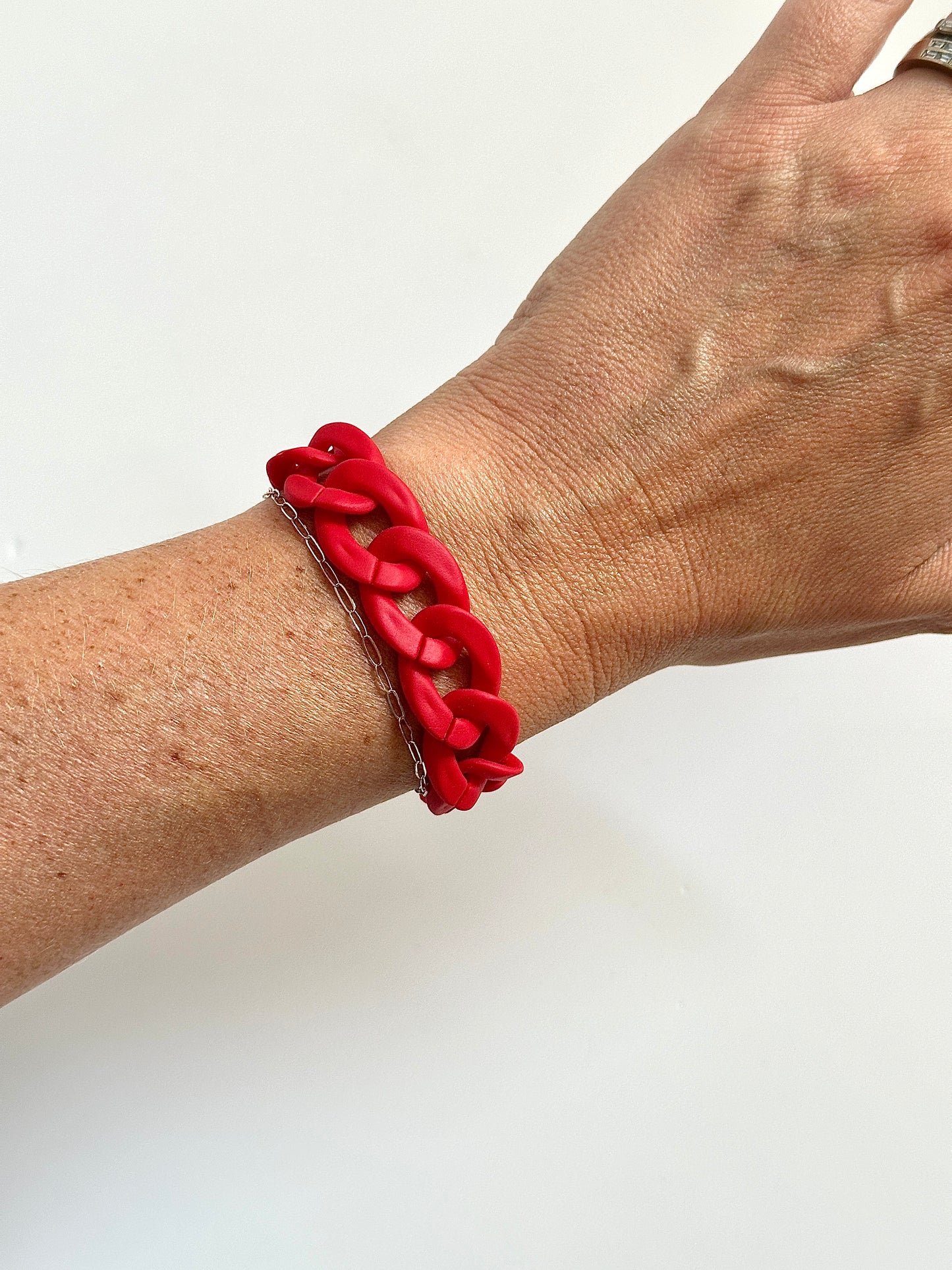 Matte Red Chain Bracelet
