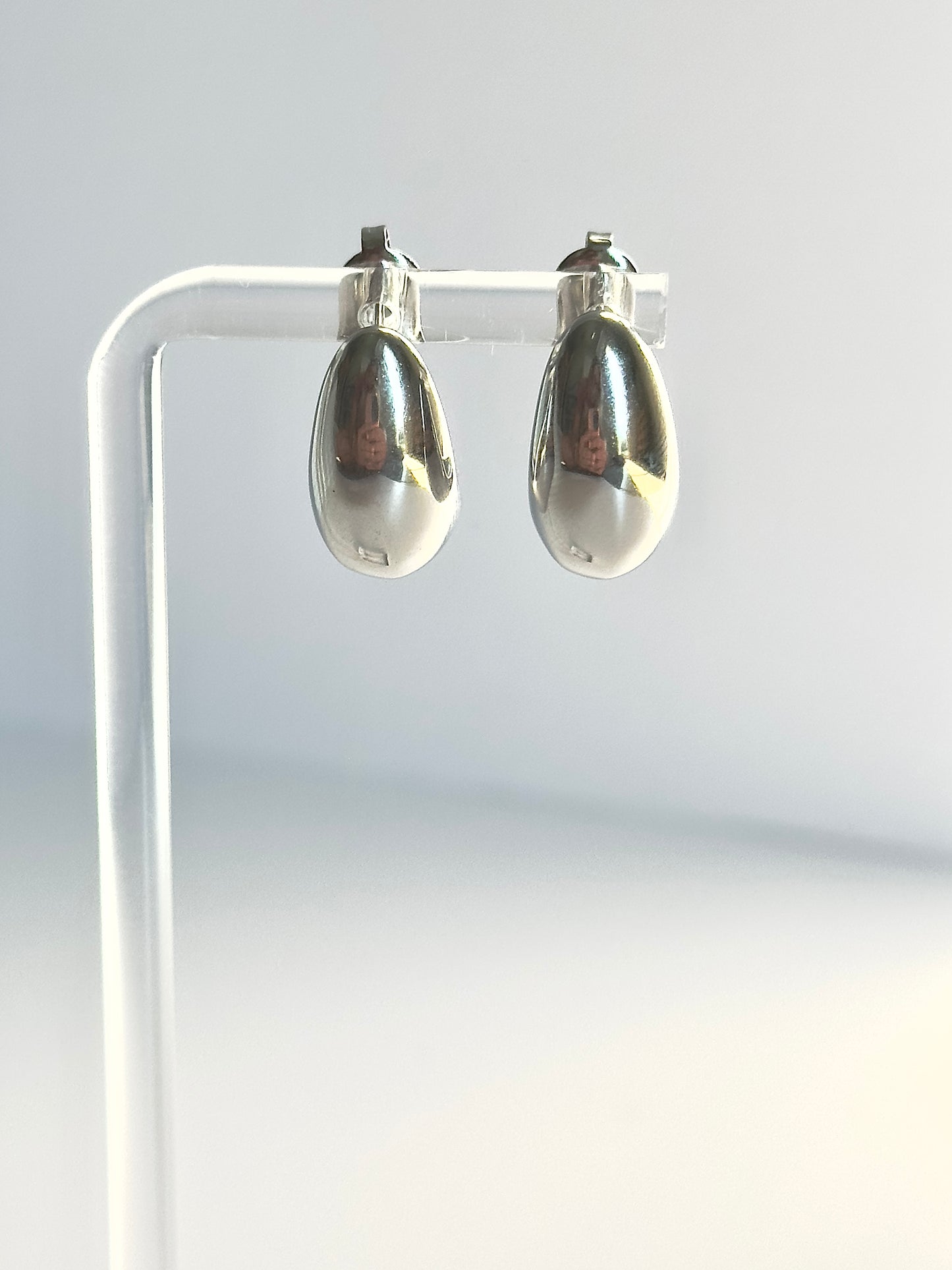 Silver Teardrop Hoops