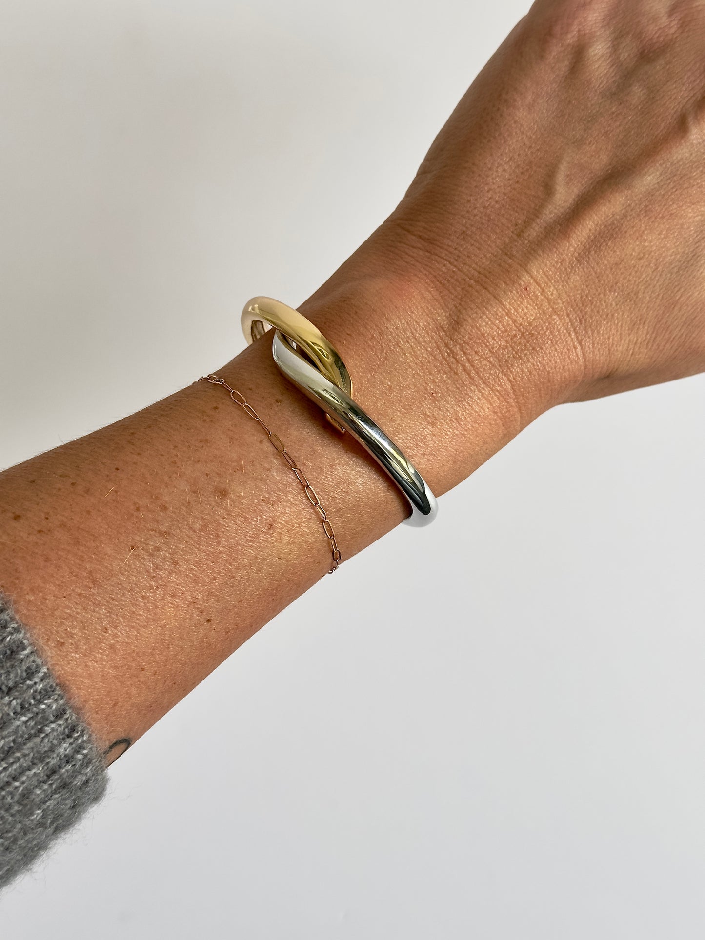 Gold Silver X Cuff
