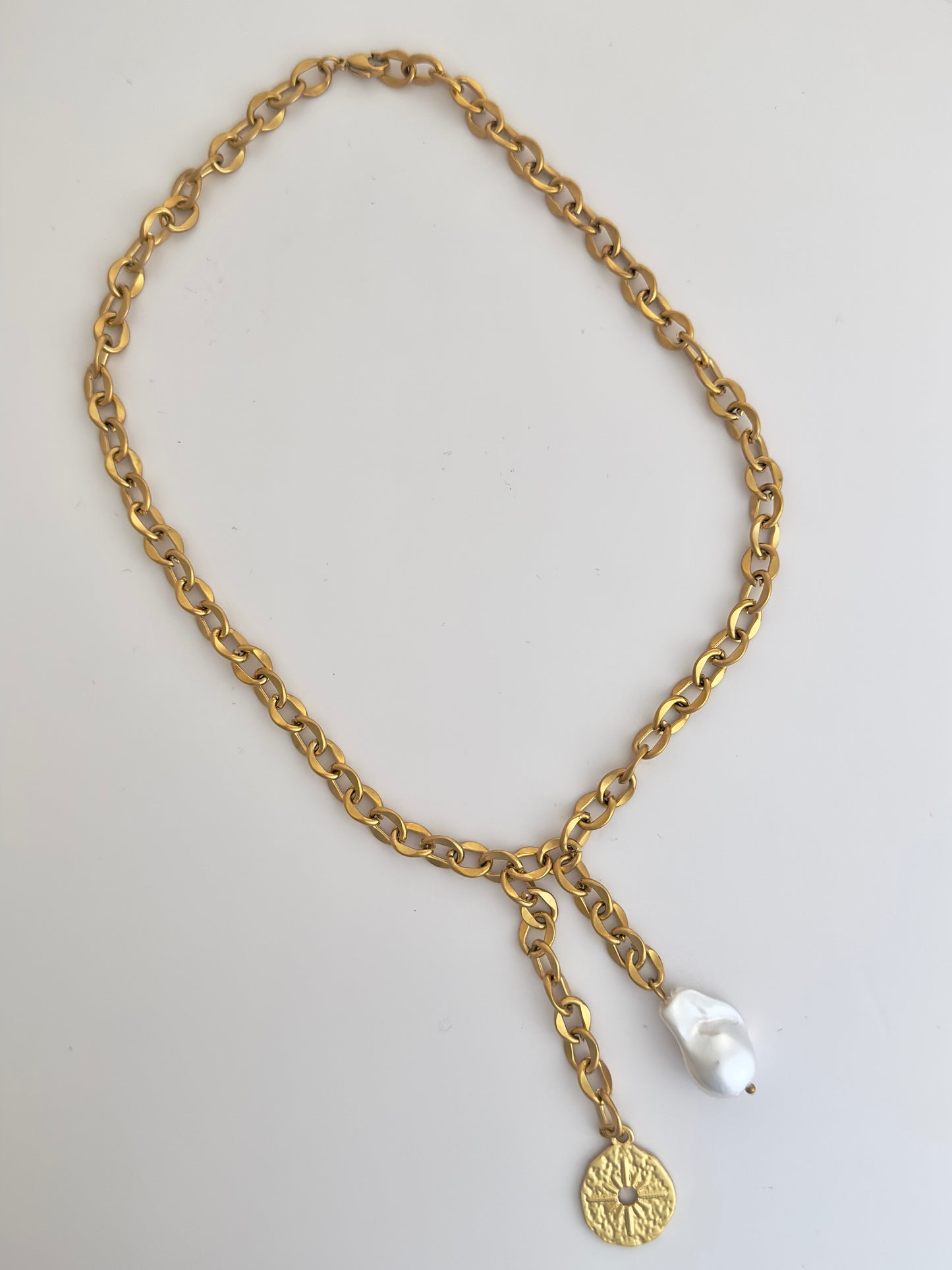 Coin Pearl Drop Necklace