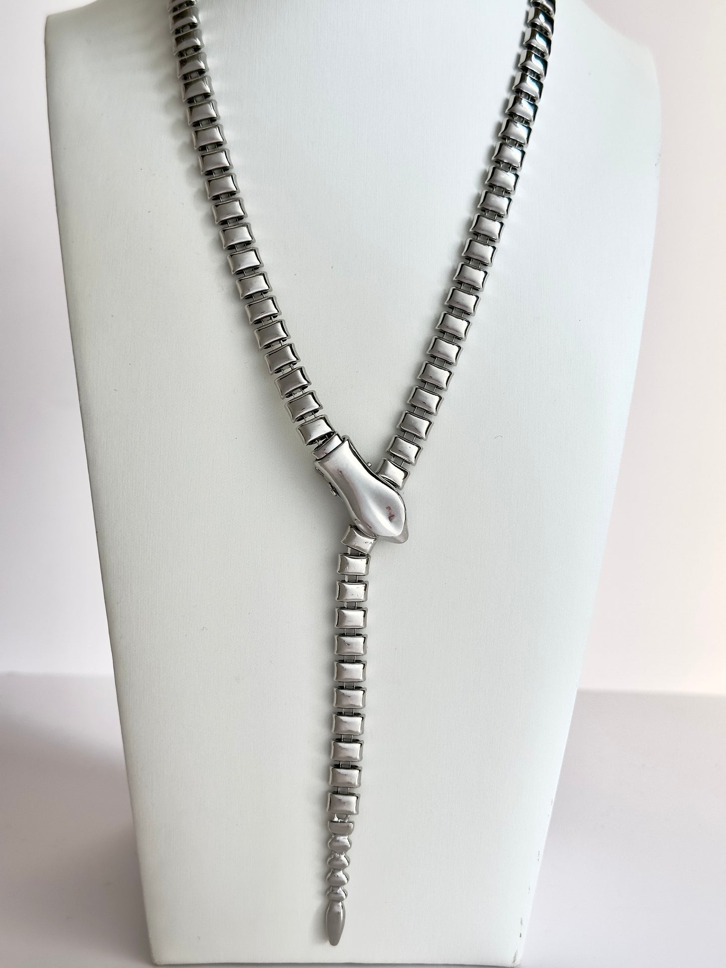 Y Snake Silver Necklace