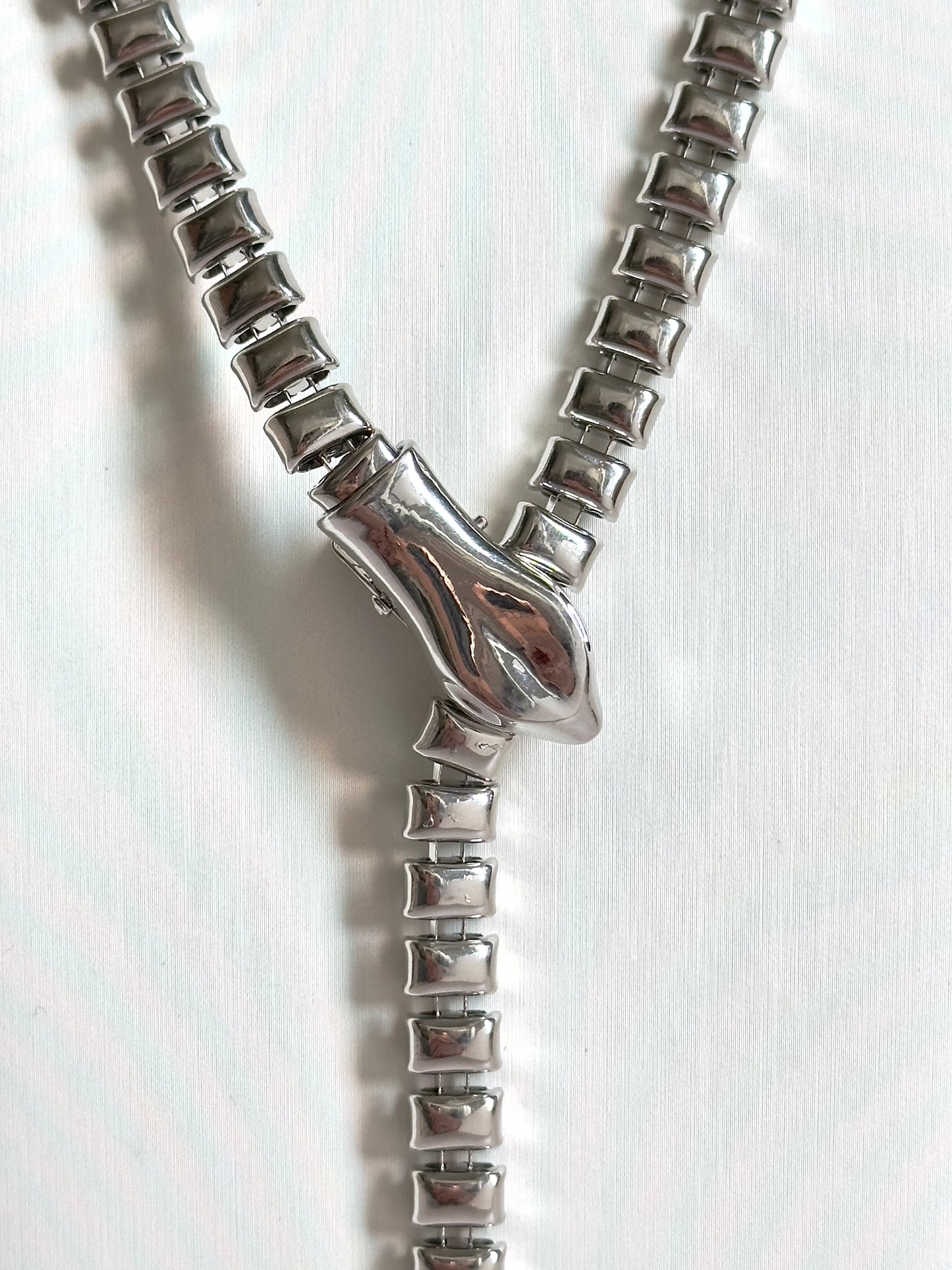 Y Snake Silver Necklace