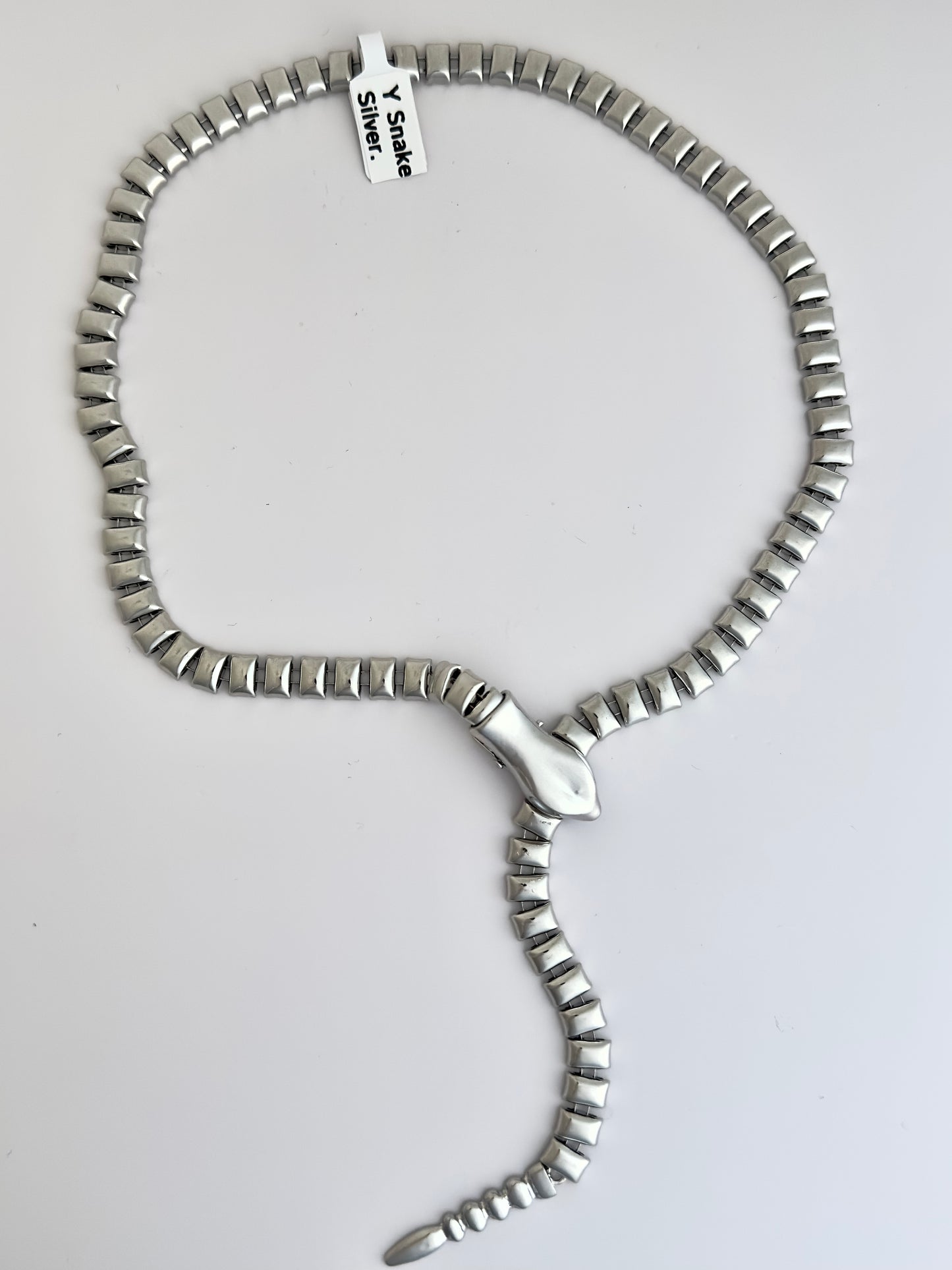 Y Snake Silver Necklace