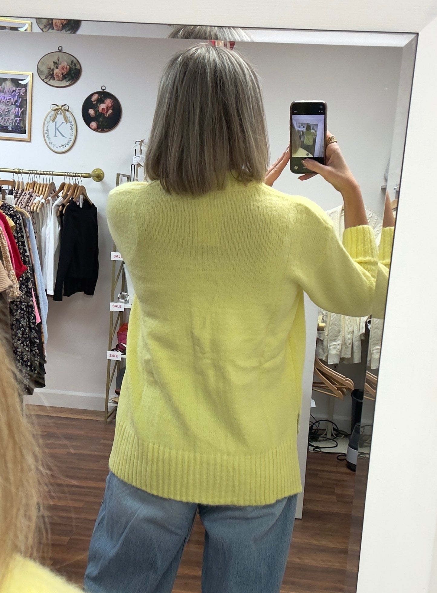 Yellow Side Slit Sweater