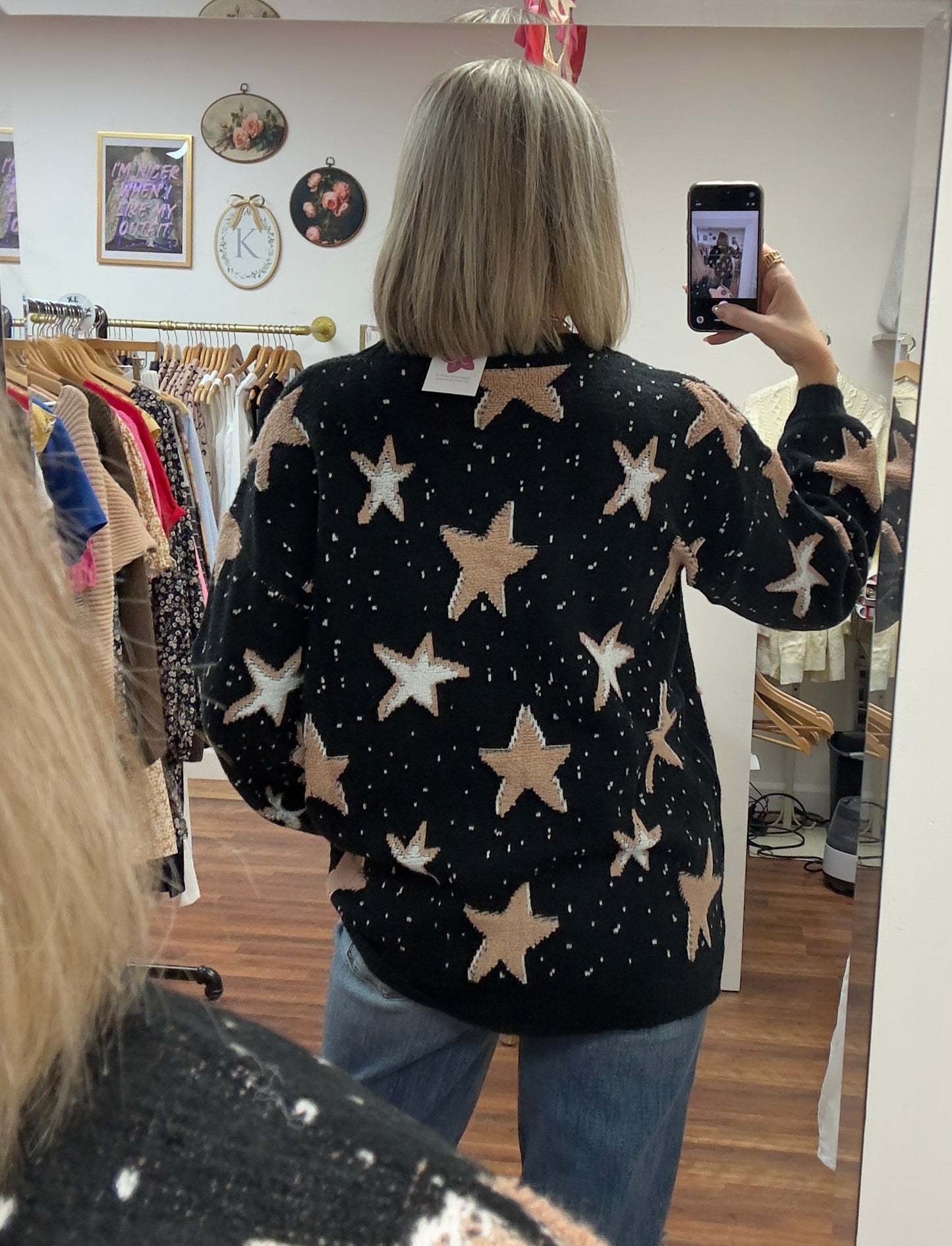 Texture Star Sweater Black