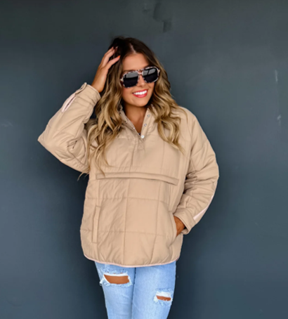 Peyton Puffer Jacket in Beige