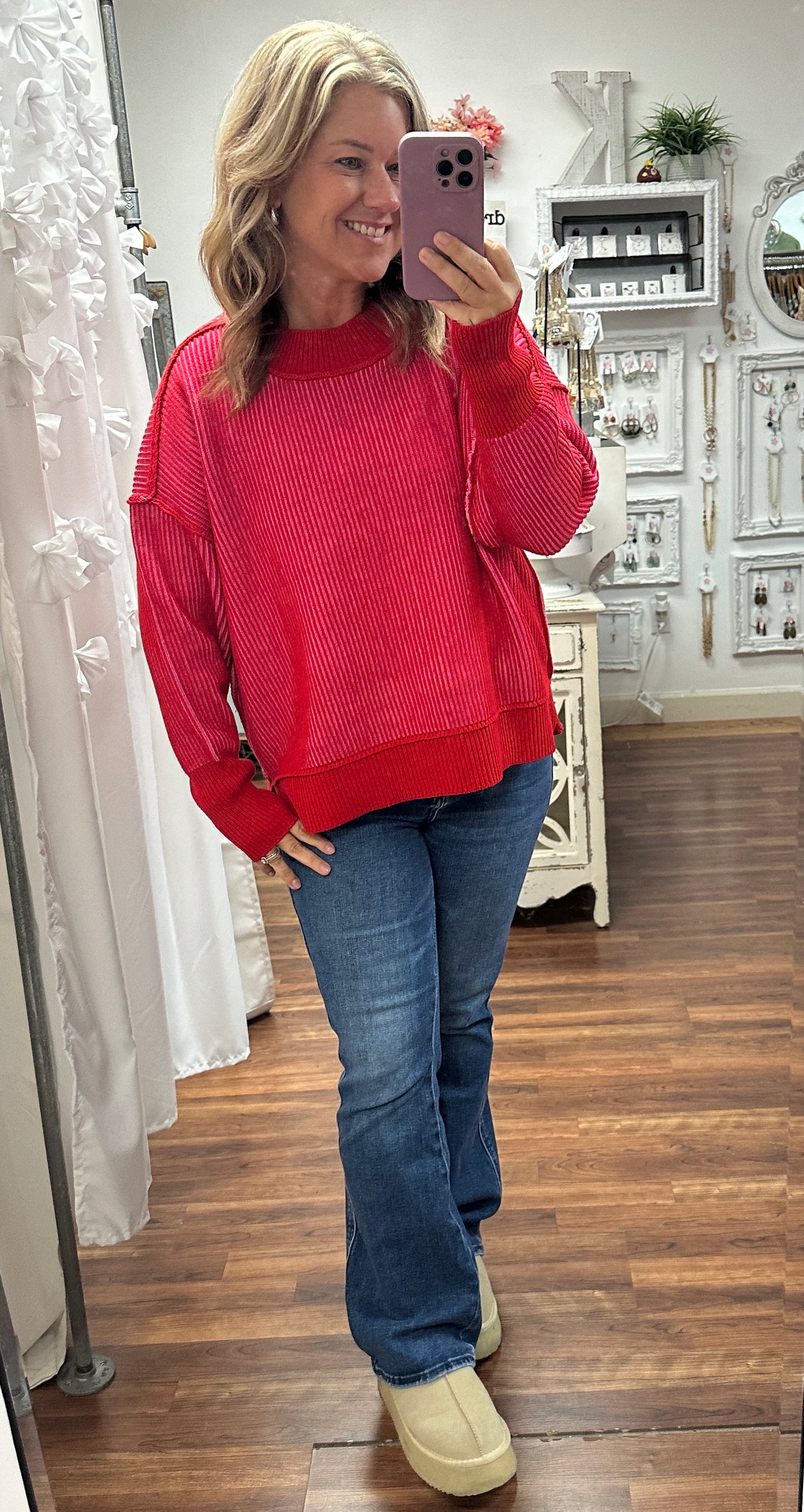 Blush Ruby Contrast Sweater