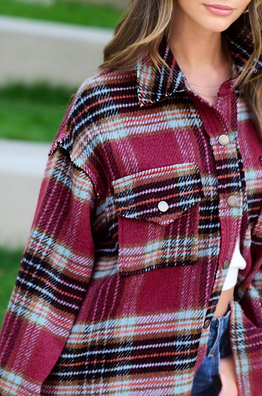 Burgundy Ember Plaid Shacket