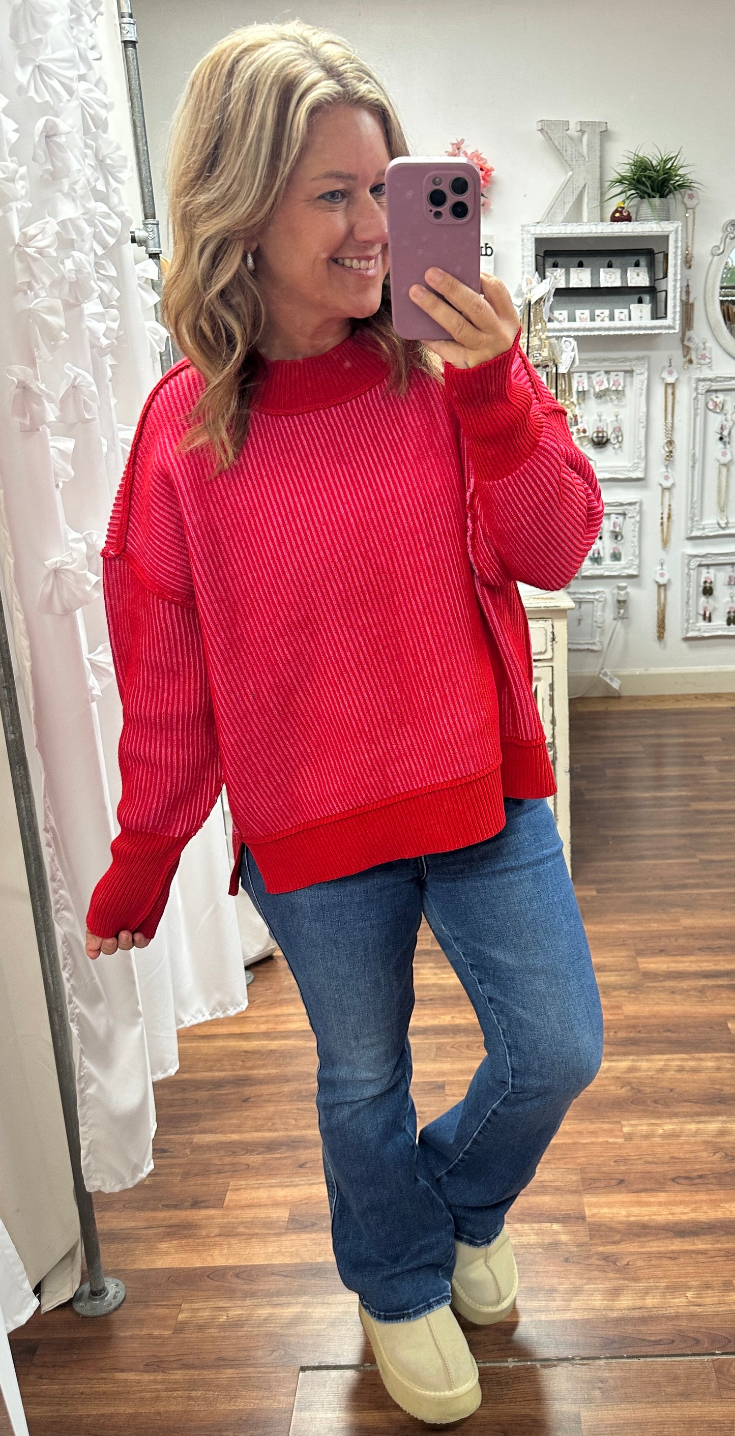 Blush Ruby Contrast Sweater