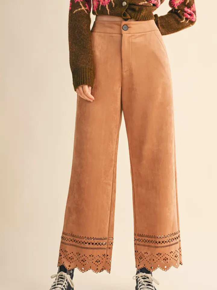 Suede Cutout Pants