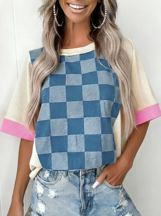 Blue Checkered Top
