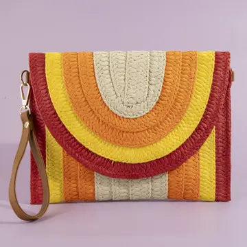 Yellow and Orange Woven Clutch