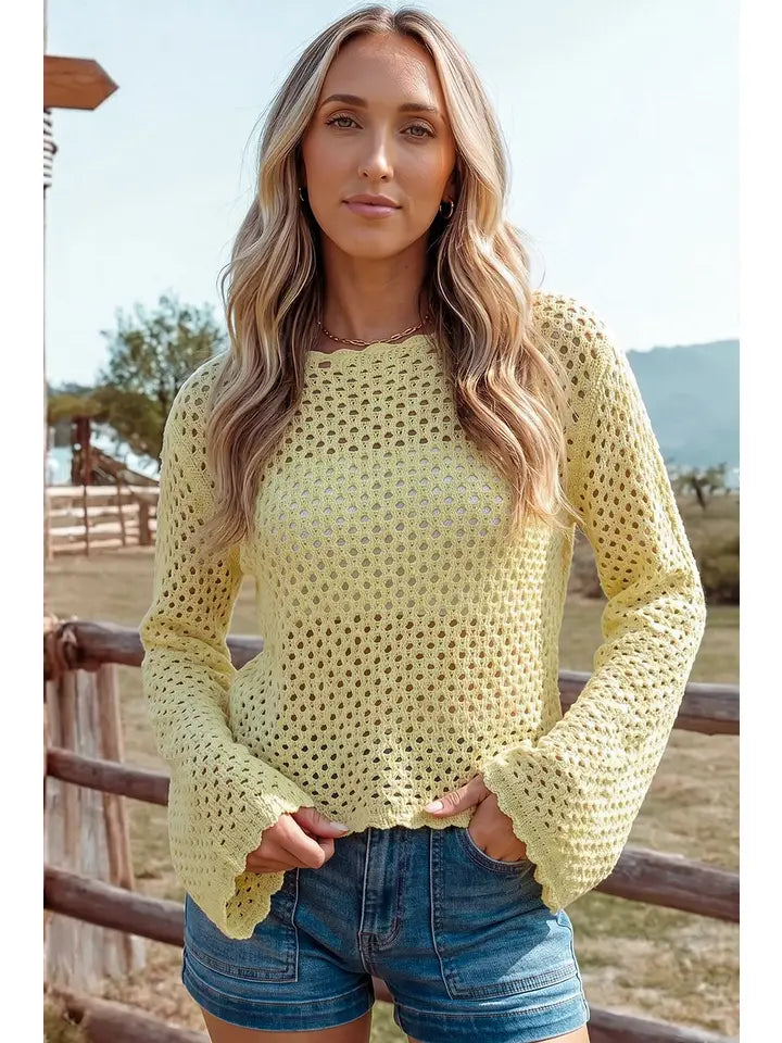 Yellow Crochet Scallop Top