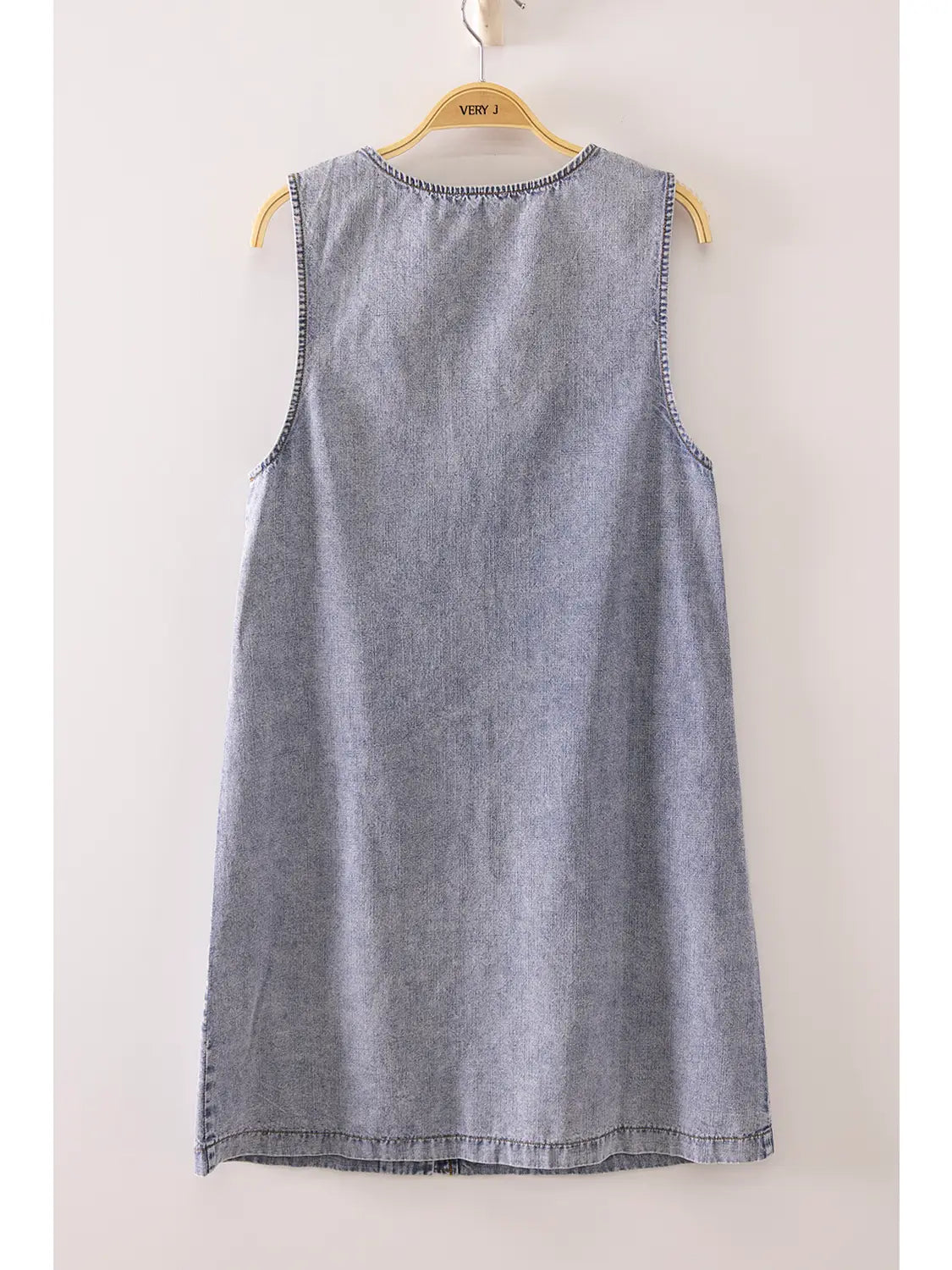 Scallop Button Denim Dress