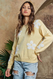 Floral Puff Sleeve Sweater in Yellow