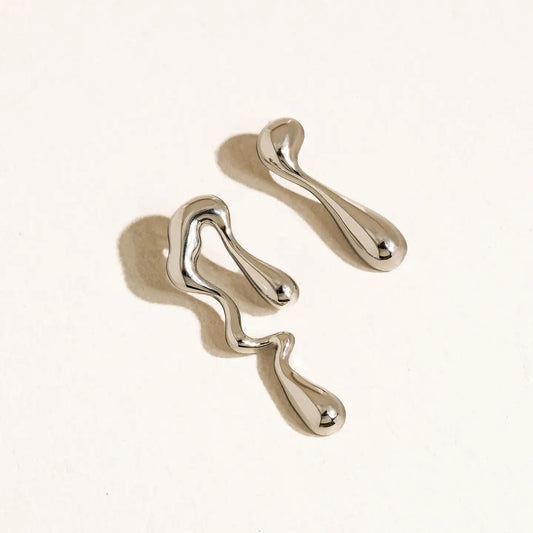 Melted Silver Earrings