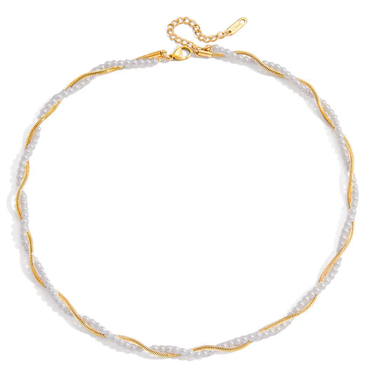 Pearl Gold Twist Necklace