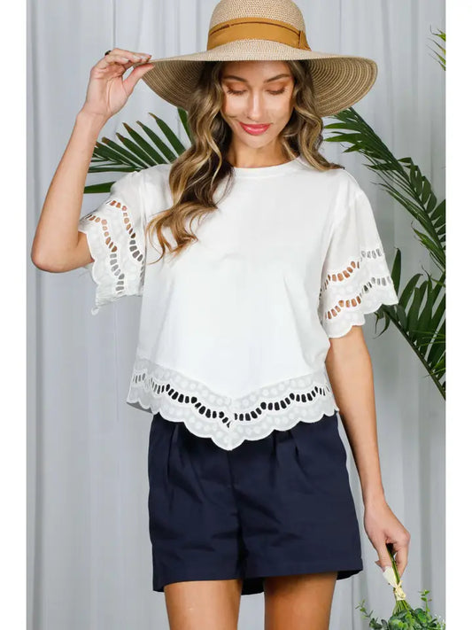 Eyelet Lace Trim Top