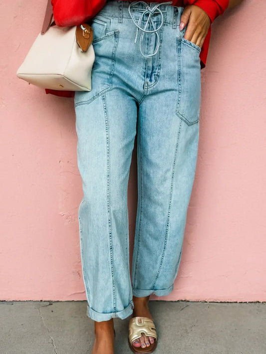 Drawstring Barrel Jeans