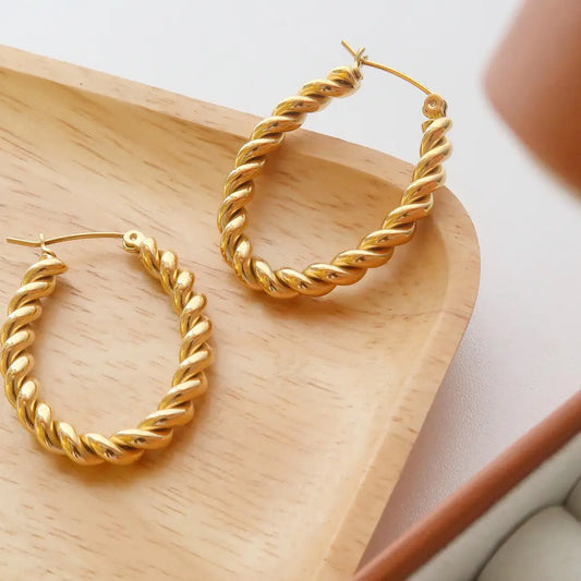 Twisted Gold Hoops