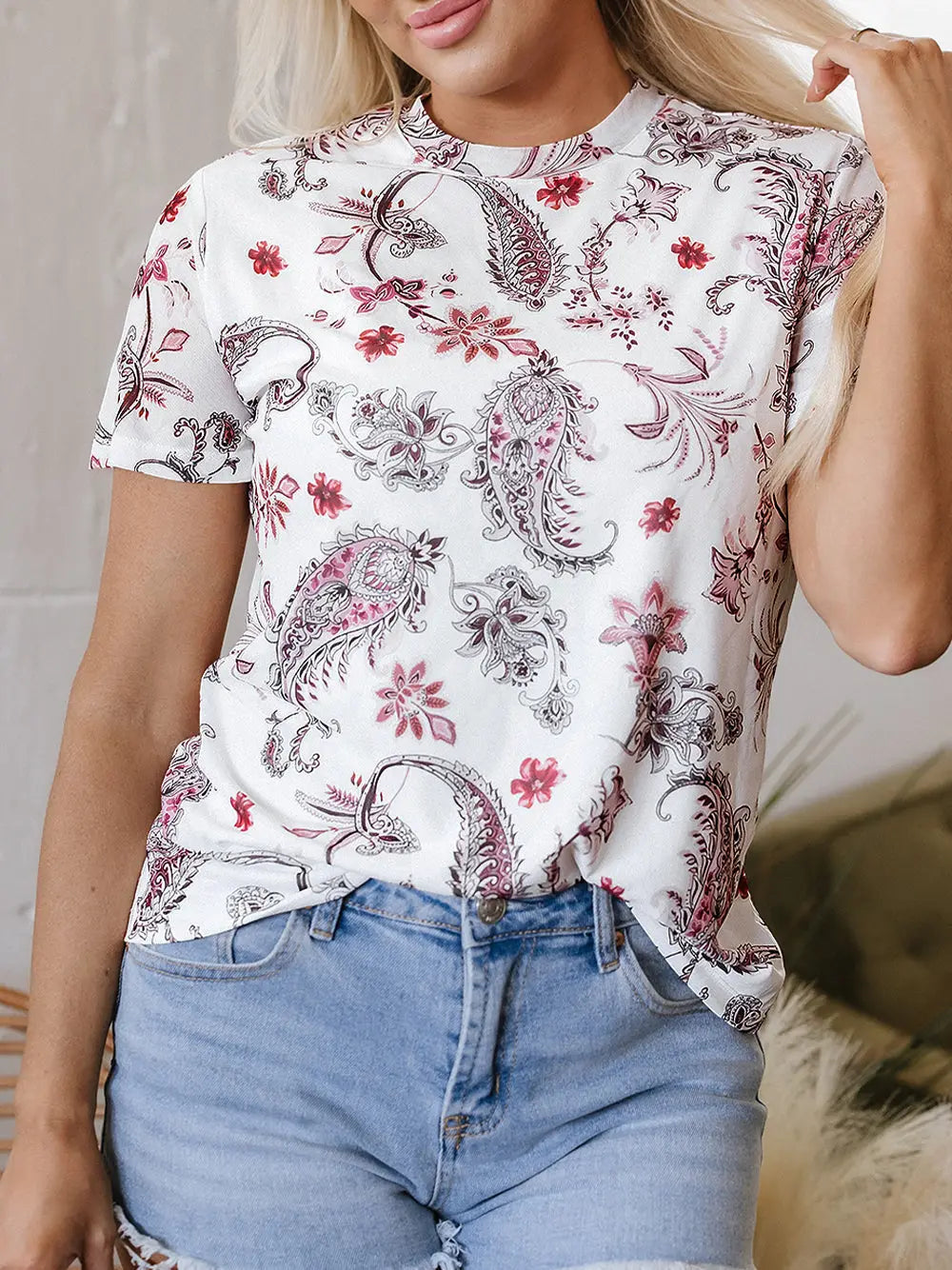 Paisley Short Sleeve Top