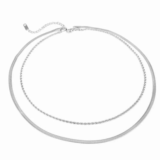 Double Silver Necklace