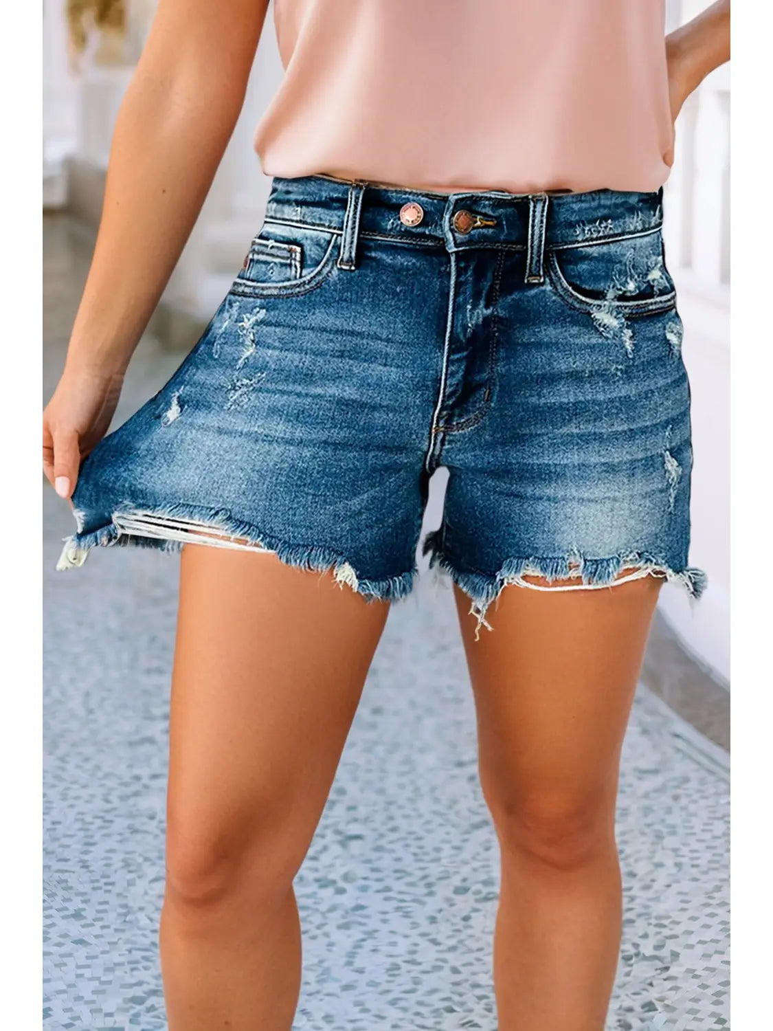 Raw Hem Distressed Jean Short