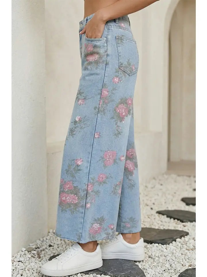 Floral Print Jeans