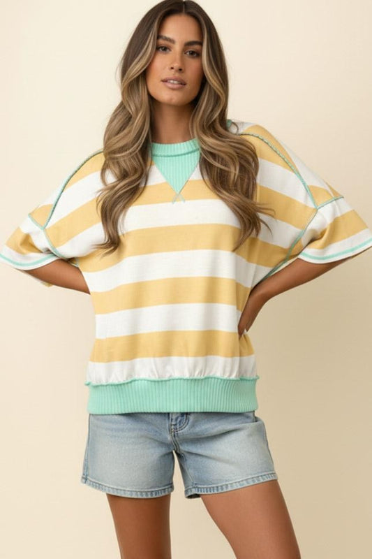 Flutter Elbow Stripe Top