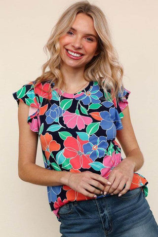 Ruffle Floral Beauty in Navy