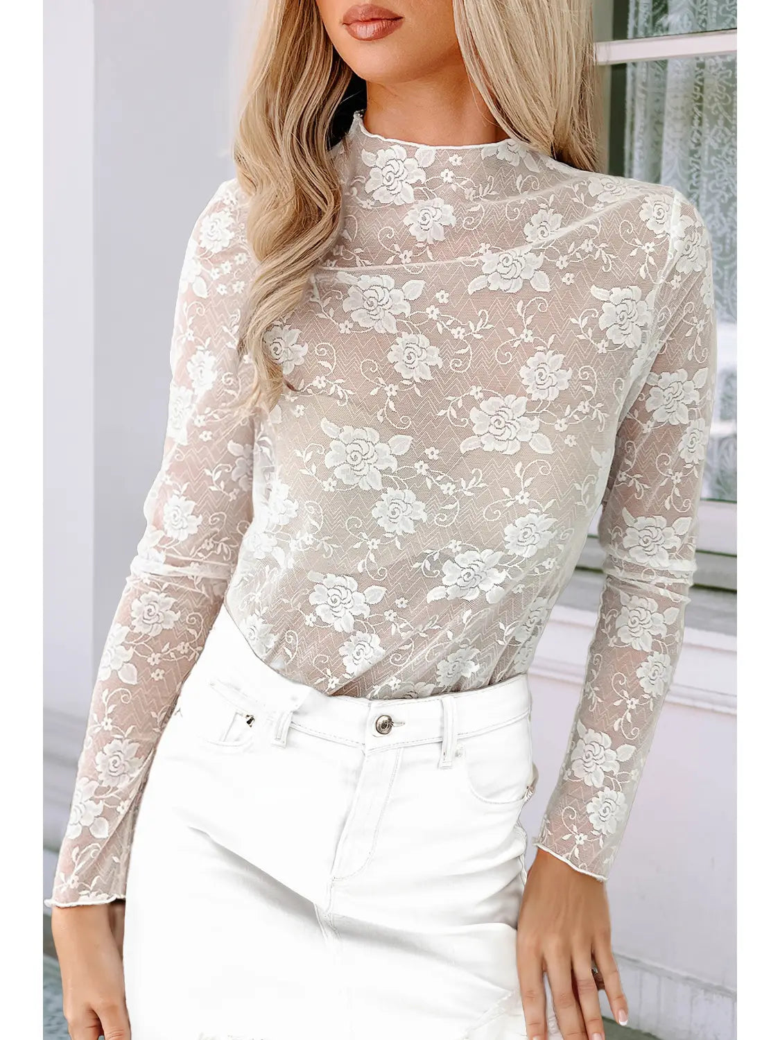 Floral Lace Mesh Top