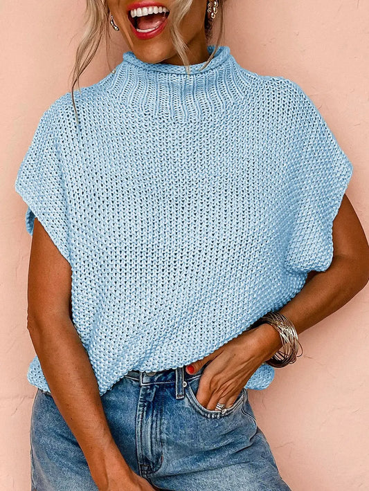 High Neck Bat Sleeve Top