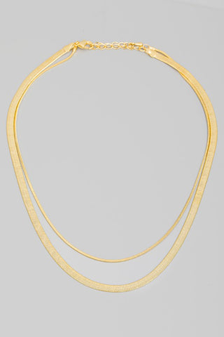 Layered Flat Snake Chain Necklace in Gold