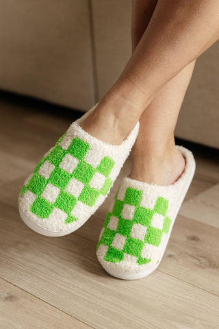 Checked Out Slippers in Green (ONLINE EXCLUSIVE)