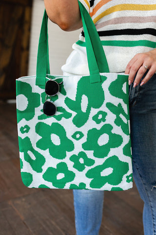 Lazy Daisy Knit Bag in Green (ONLINE EXCLUSIVE)