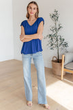 Ruched Cap Sleeve Top in Royal Blue (ONLINE EXCLUSIVE)